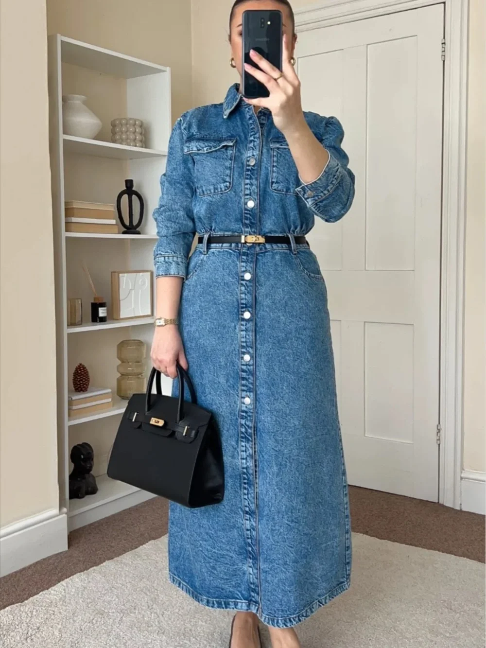 Zara Denim Midi Dress NWT Long Sleeve Stampede Rodeo Size Small - Picture 5 of 10